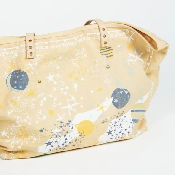 Free People Rosewood Tote Canvas Large Celestial Galaxy Print NWT - Picture 6 of 12